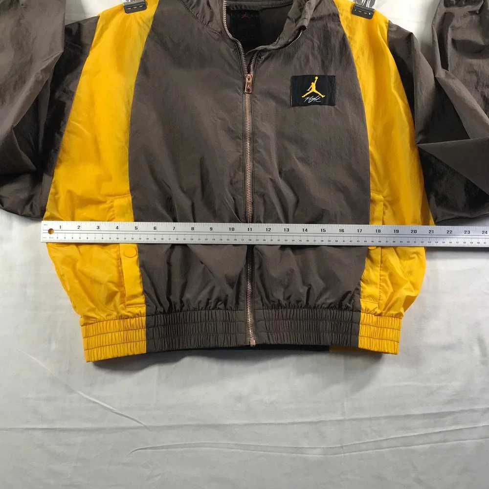 Jordan Flight Woven Jacket Brown Yellow Full Zip Windbreaker CV7799-041 Mens S